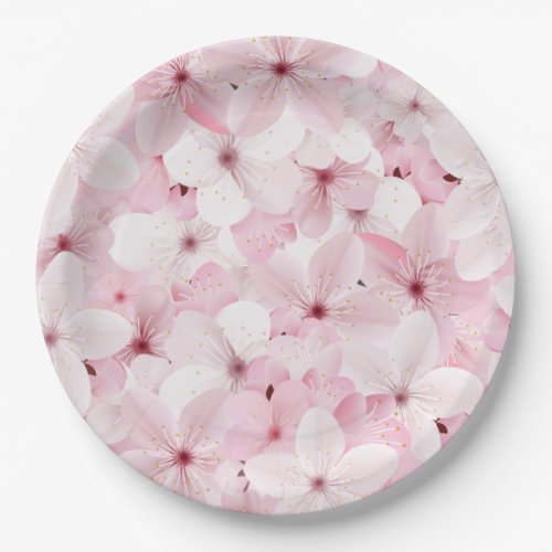 Pink Cherry Blossoms Paper Plates