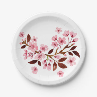 Pink Cherry Blossoms Paper Plates