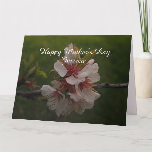 Pink Cherry Blossoms Personalized Mothers Day  Card