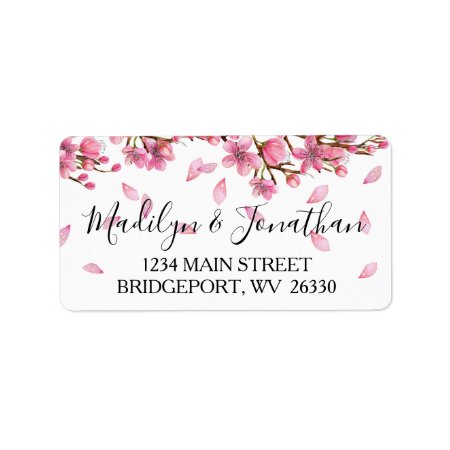 Pink Cherry Blossoms Return Address Label