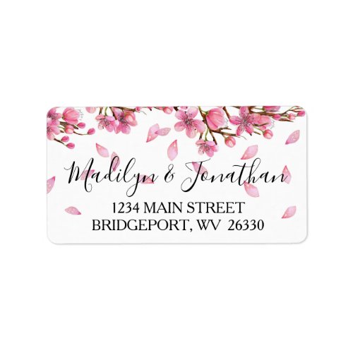 Pink Cherry Blossoms Return Address Label