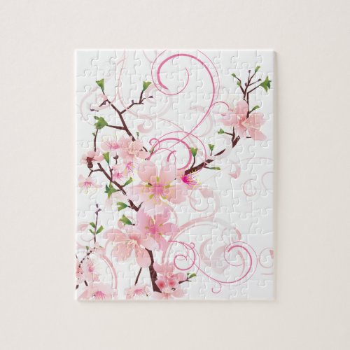 Pink Cherry Blossoms Sakura Jigsaw Puzzle