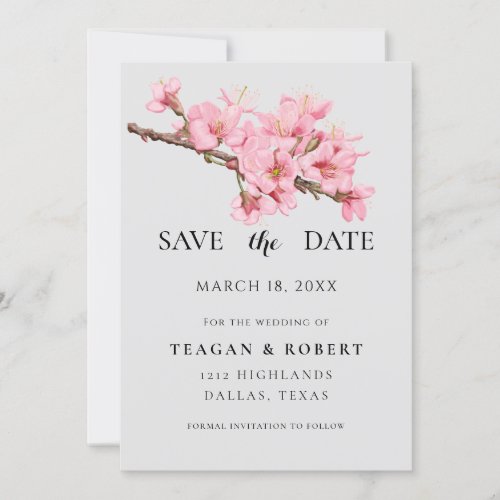 Pink cherry blossoms  save the date