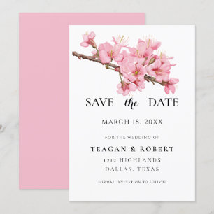 Pink cherry blossoms save the date