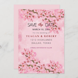 Pink Cherry Blossoms Save The Date