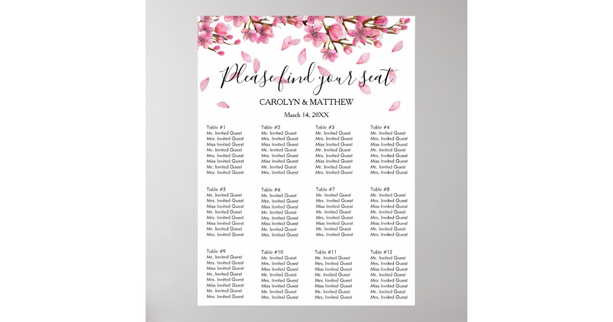 Blossom Seating Chart With Rows