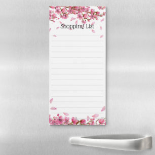 Pink Cherry Blossoms Shopping List Magnetic Notepad