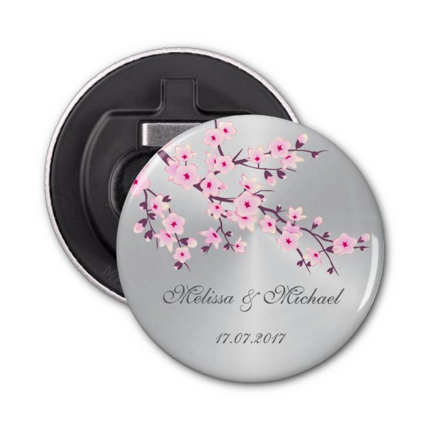 Cherry Blossom Flower Image Design Metal Bottle Opener Keyring in Gift Box