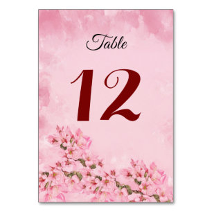 Pink Cherry Blossoms Table Number