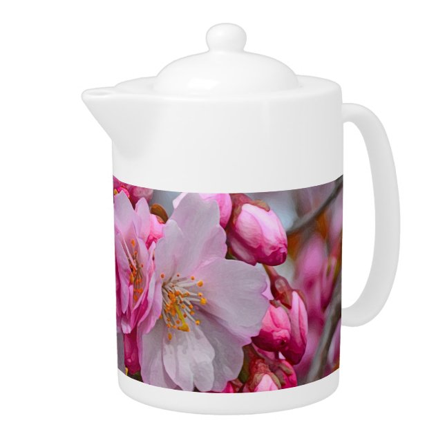 Pink cherry blossoms teapot (Right)