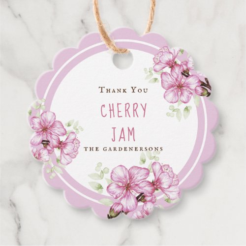 Pink Cherry Blossoms Thank You Favor Tags