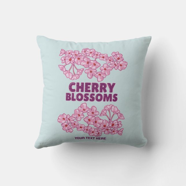 Pink cherry blossoms throw pillow (Back)