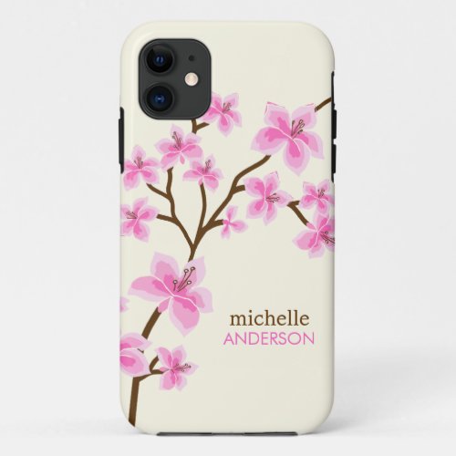 Pink Cherry Blossoms Tree iPhone 11 Case