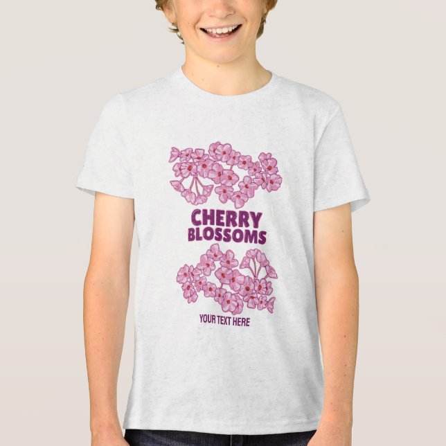 Pink cherry blossoms Tri-Blend shirt (Front)