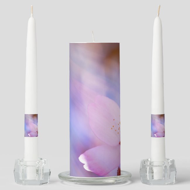 Pink cherry blossoms Unity Candle Set