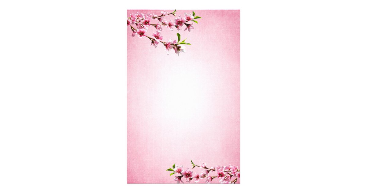 pink cherry blossoms vintage pink stationery zazzle com