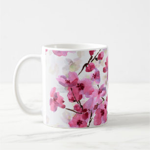Pink Cherry Blossoms Watercolor Seamless. Coffee Mug