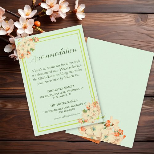Pink Cherry Blossoms  Wedding Accommodation Enclosure Card