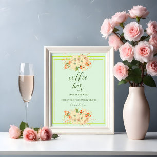Pink Cherry Blossoms , Wedding Coffee Bar Poster