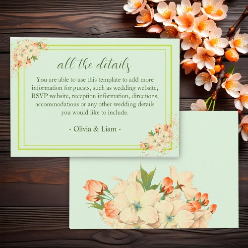 Pink Cherry Blossoms   Wedding Details Enclosure Card