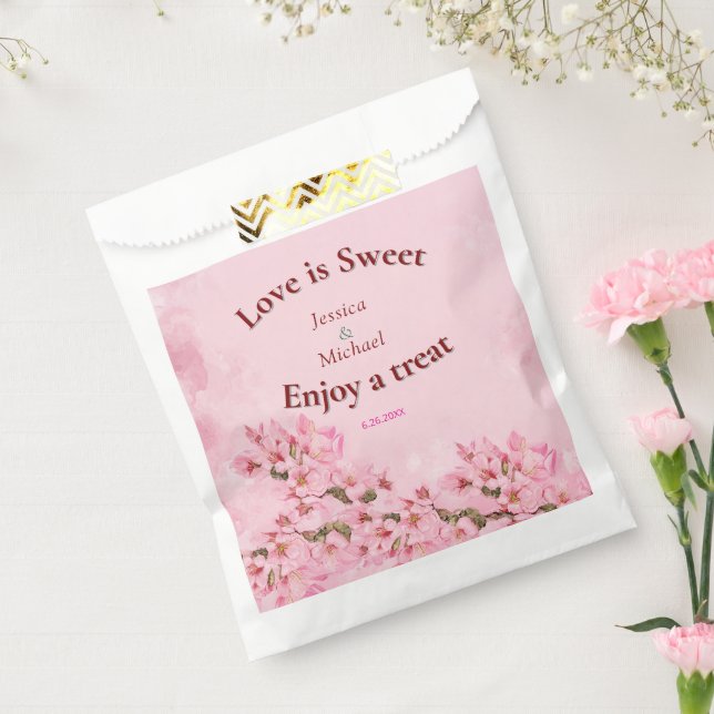 Pink Cherry Blossoms Wedding  Favor Bag (Sealed)