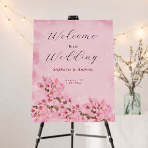 Pink Cherry Blossoms Wedding Foam Board