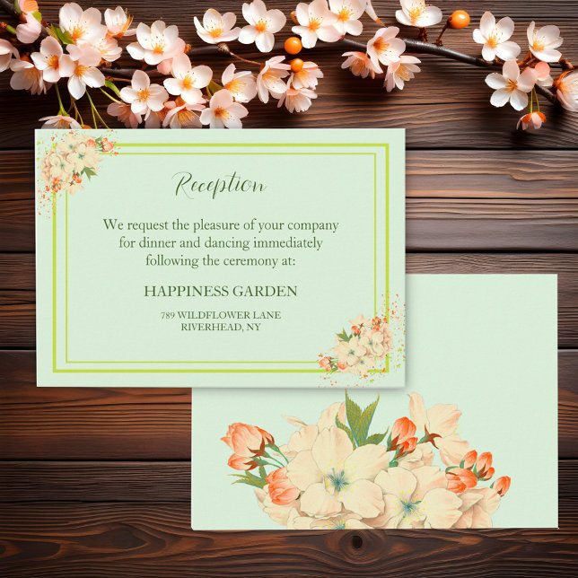 Pink Cherry Blossoms ,  Wedding Reception Enclosure Card (Creator Uploaded)