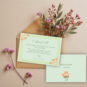 Pink Cherry Blossoms , Wedding Wishing Well Thank You Card