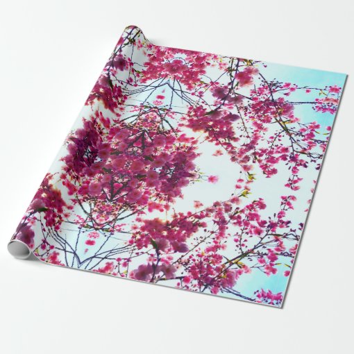 Pink Cherry blossoms Wrapping Paper | Zazzle