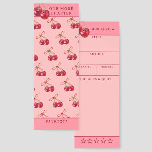 Pink Cherry Book Review Tracker   Custom Name Bookmarks