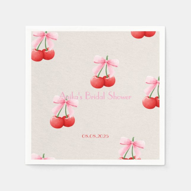 pink cherry bridal shower collection napkins (Front)