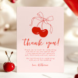 Pink Cherry Bridal Shower Thank You Card<br><div class="desc">Pink Retro Cherry Bridal Shower Thank You Card</div>
