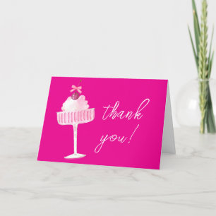 Pink Cherry Brunch Bubbly Champagne Baby Shower Letterpress Thank You Card