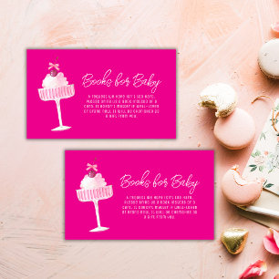 Pink Cherry Brunch Champagne Books Baby Shower Enclosure Card