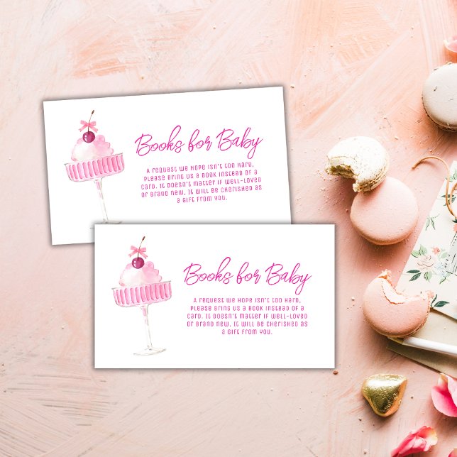 Pink Cherry Champagne Brunch Books Baby Shower  Enclosure Card (Pink Cherry Champagne Brunch Books Baby Shower Enclosure Card)