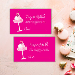Pink Cherry Champagne Diaper Raffle Baby Shower  Enclosure Card