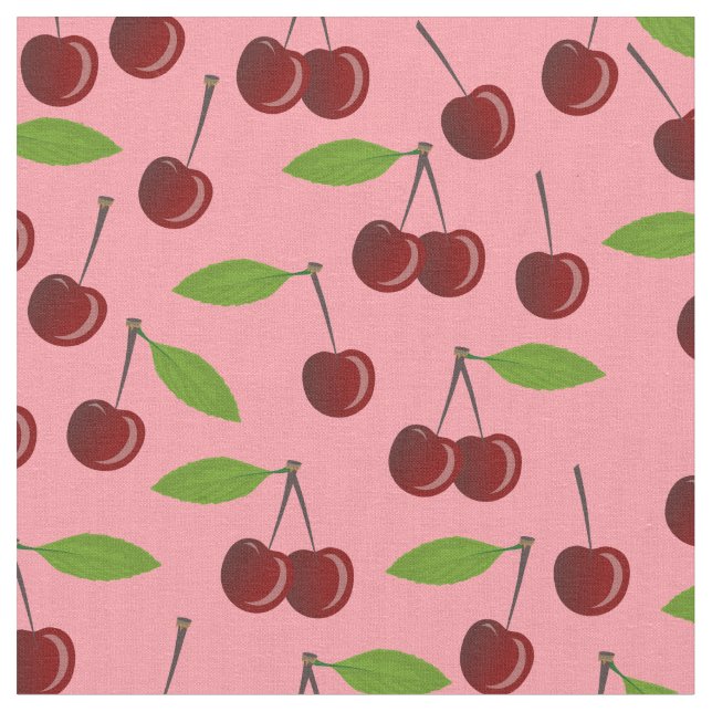 pink cherry cherries fabric (Close Up)