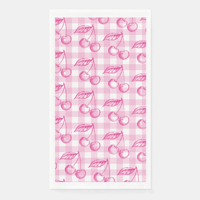 Pink Cherry Coquette Aesthetic Paper Guest Towels (Front)