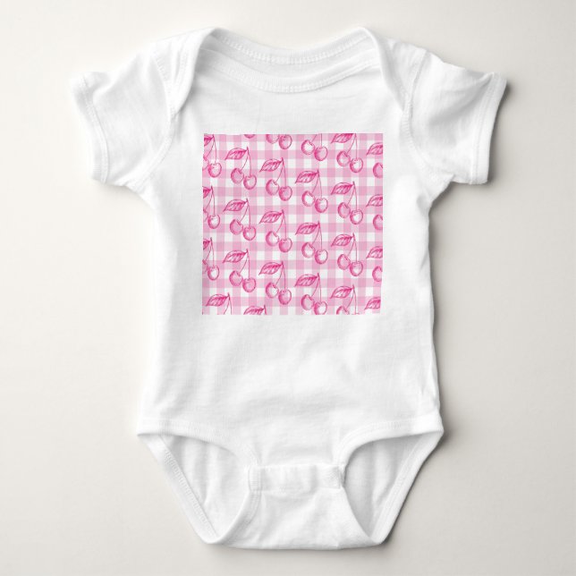 Pink Cherry Coquette Baby Bodysuit (Front)
