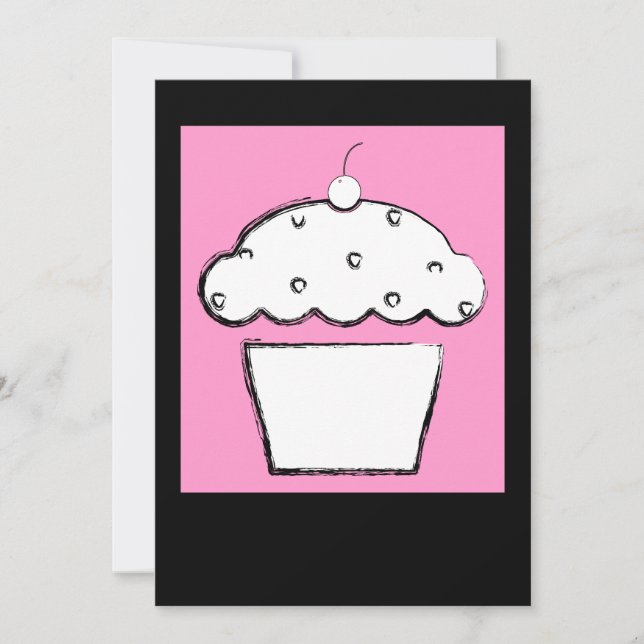 pink cherry cupcake invitation (Front)