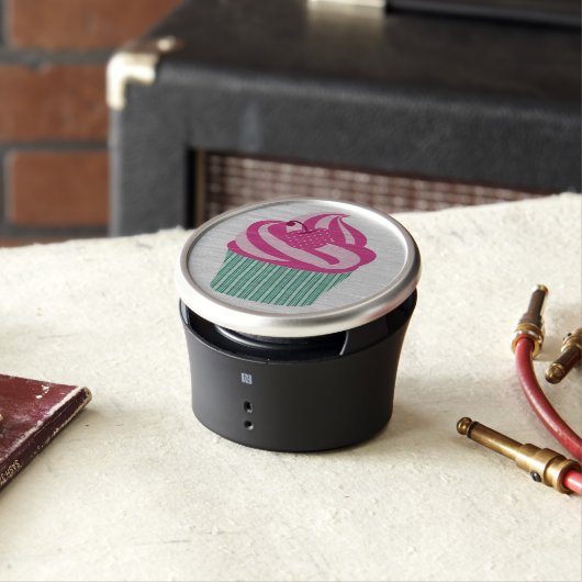 Pink Cherry Cupcake with Green Stripes Speaker (In Situ)