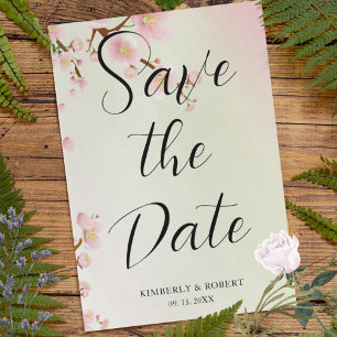 Pink cherry flowers blossom invitation