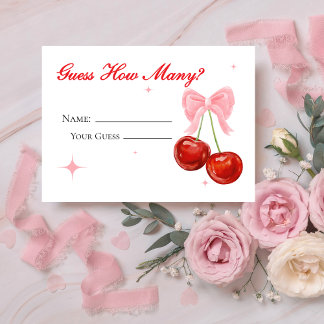 Pink Cherry On Top Guess How Many Game Card