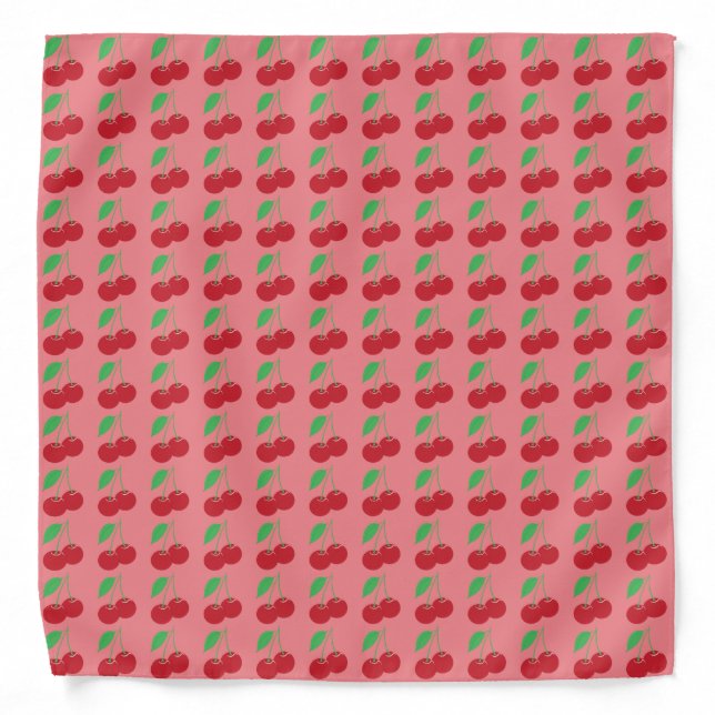 Pink Cherry Print Bandana (Front)
