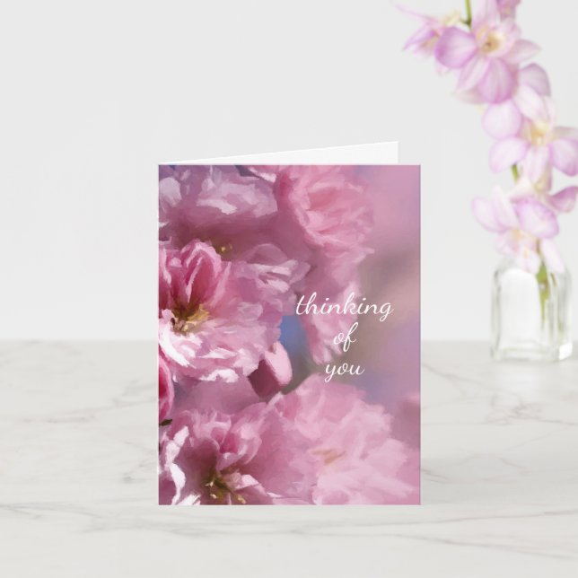 pink cherry tree blossoms spring wedding card (Orchid)