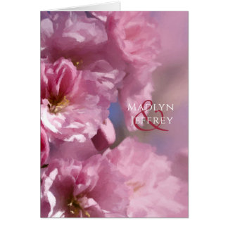 pink cherry tree blossoms spring wedding thank you cards