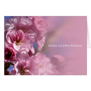 pink cherry tree blossoms spring wedding thank you cards