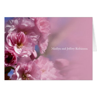 pink cherry tree blossoms spring wedding thank you cards