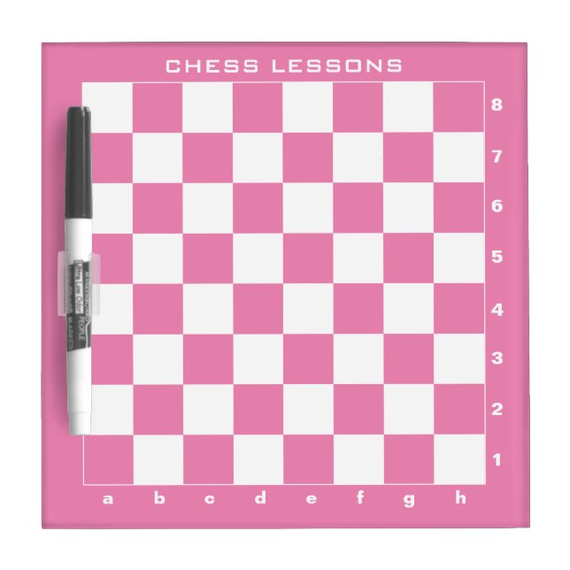 Pink chess board game dry erase panel for lessons (Front)