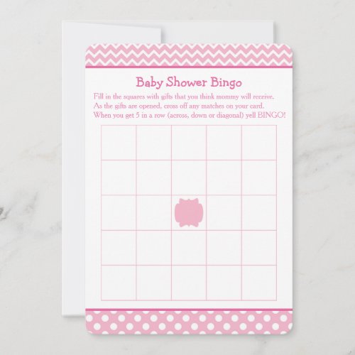 Pink Chevron and Polka Dot Baby Shower Bingo Invitation